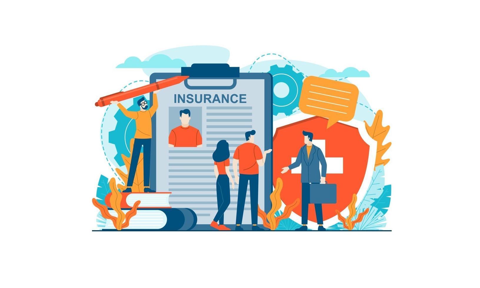 Insurance vector illustration concept agent template background isolated can be use for presentation web banner UI UX landing page