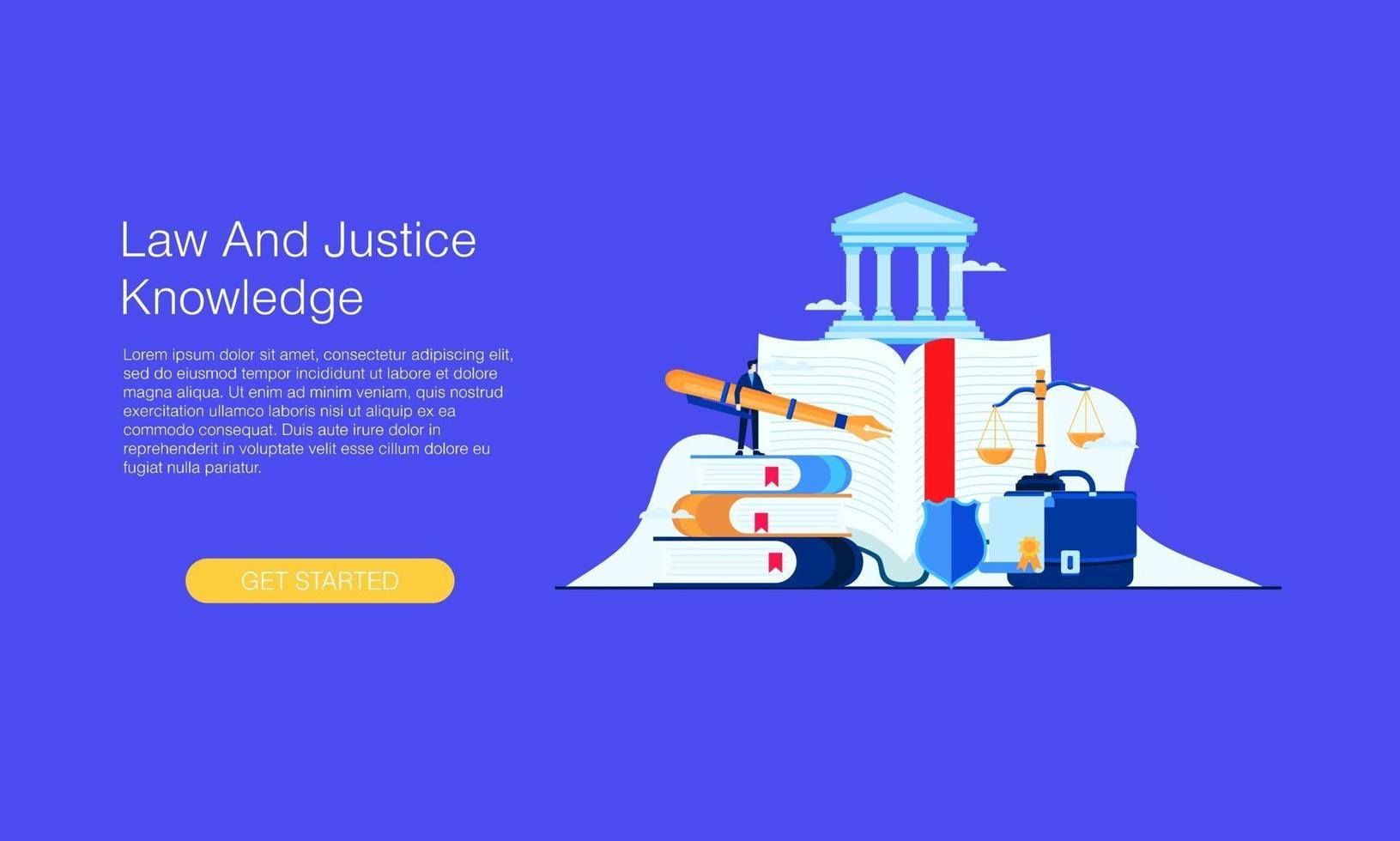 El diseño de fondo de plantilla de concepto de ilustración de vector de juicio legal se puede utilizar para presentación web banner ui ux página de inicio