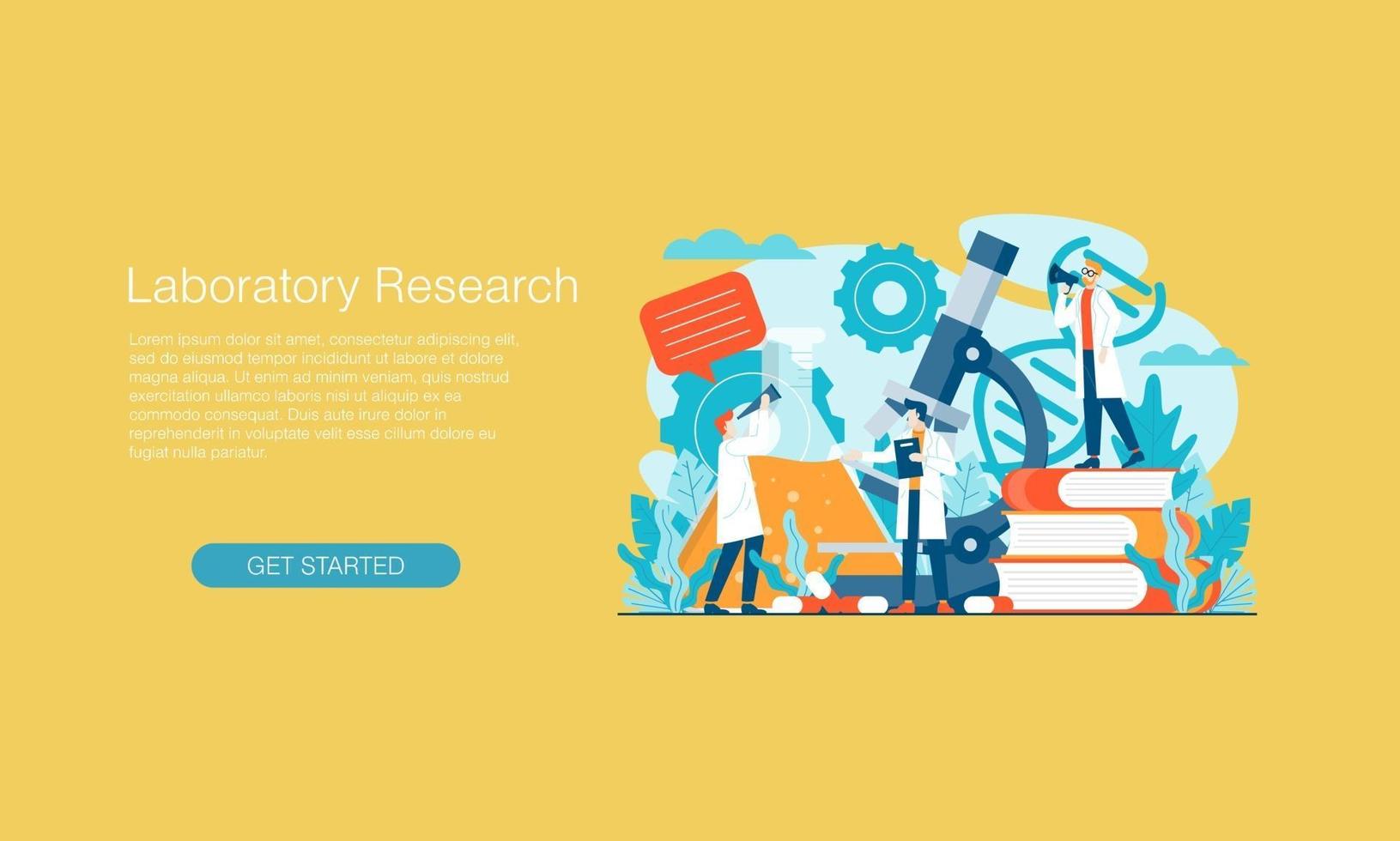 Science laboratory vaccine research vector illustration concept template background can be use for presentation web banner UI UX landing page