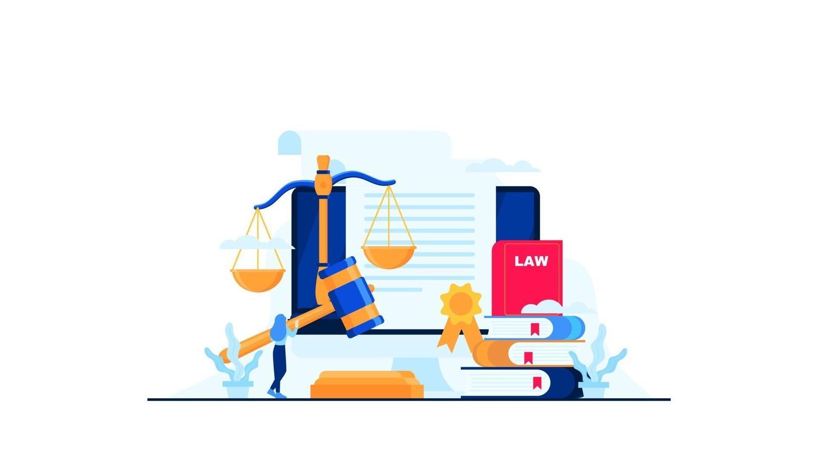 El diseño de fondo de plantilla de concepto de ilustración de vector de juicio legal se puede utilizar para presentación web banner ui ux página de inicio