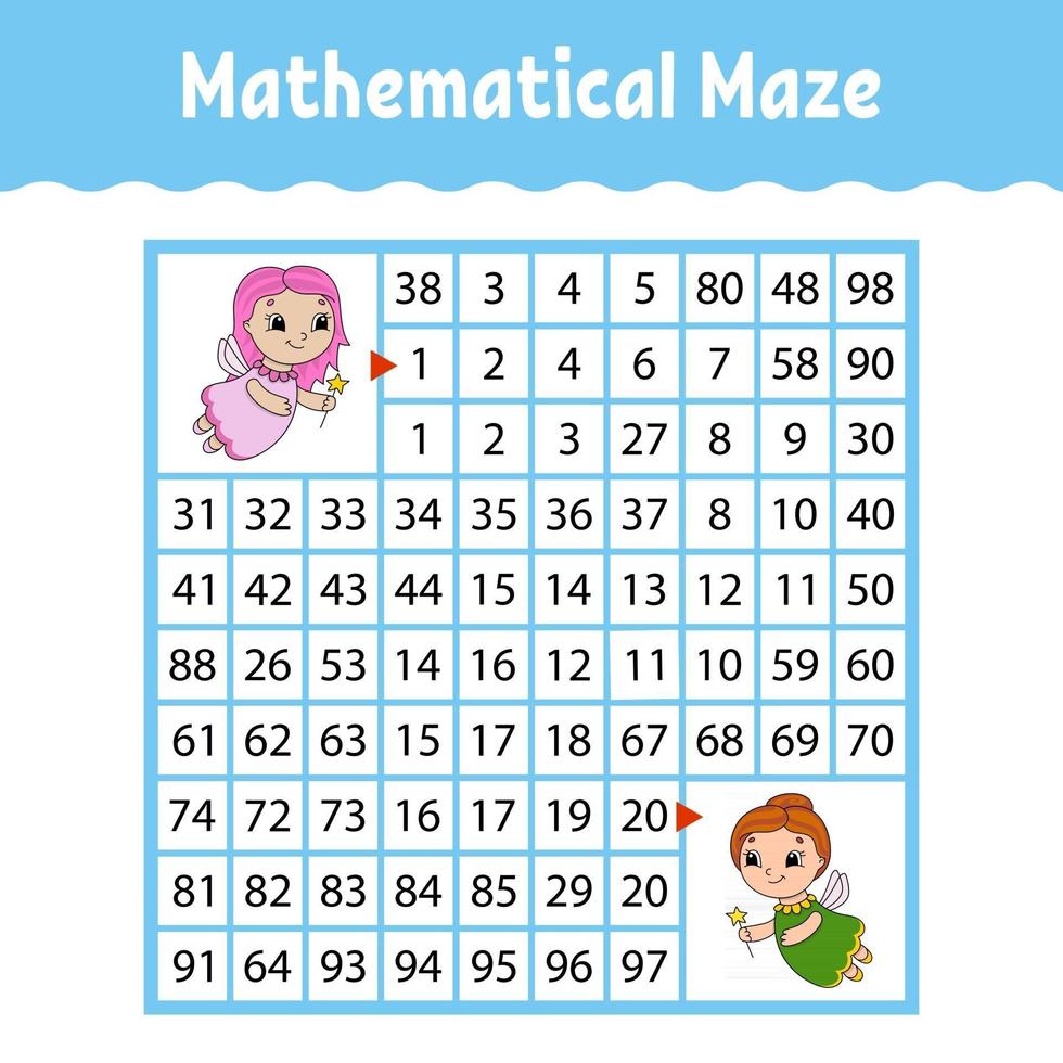 Mathematical maze. Game for kids. Funny labyrinth. Education ...
