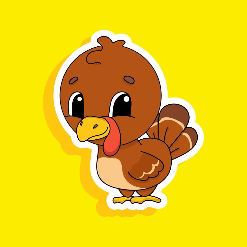 Brown turkey. Cute character. Colorful vector illustration. Cartoon style. Isolated on white background. Design element. Template for your design, books, stickers, cards, posters, clothes.