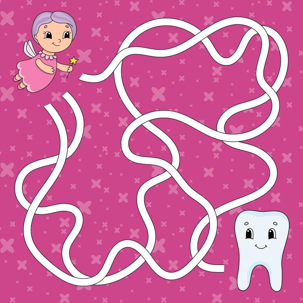 Maze. Game for kids. Funny labyrinth. Education developing worksheet. Activity page. Puzzle for children. Cute cartoon style. Riddle for preschool. Logical conundrum. Color vector illustration.