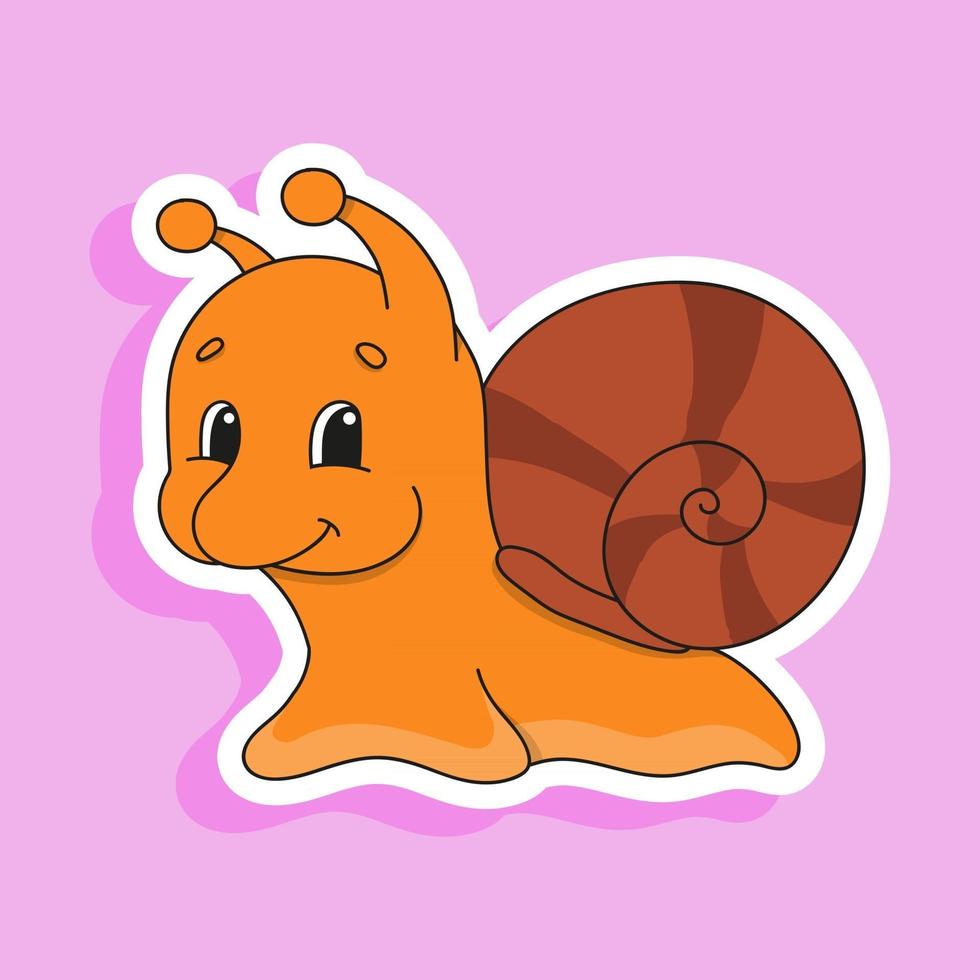 Orange snail. Cute character. Colorful vector illustration. Cartoon style. Isolated on white background. Design element. Template for your design, books, stickers, cards, posters, clothes.