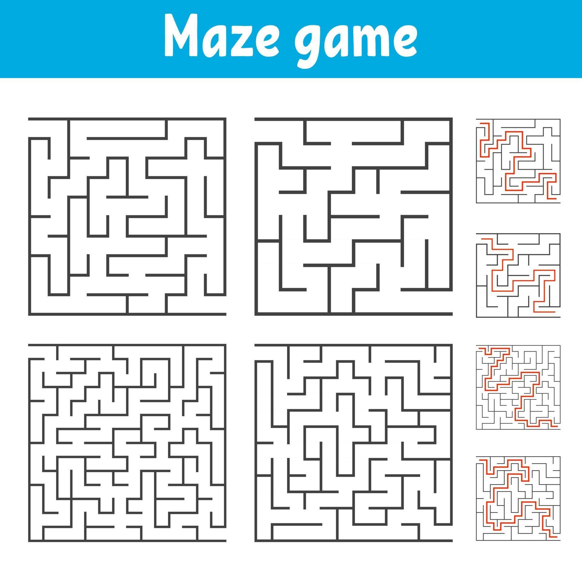 A set of square mazes of various levels of difficulty. Puzzle for
