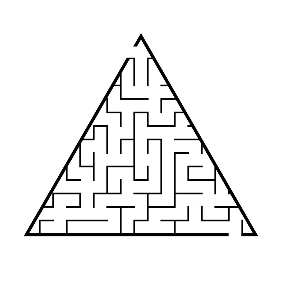 Abstract triangular labyrinth. Game for kids. Puzzle for children. One entrance, one exit. Labyrinth conundrum. Flat vector illustration isolated on white background.