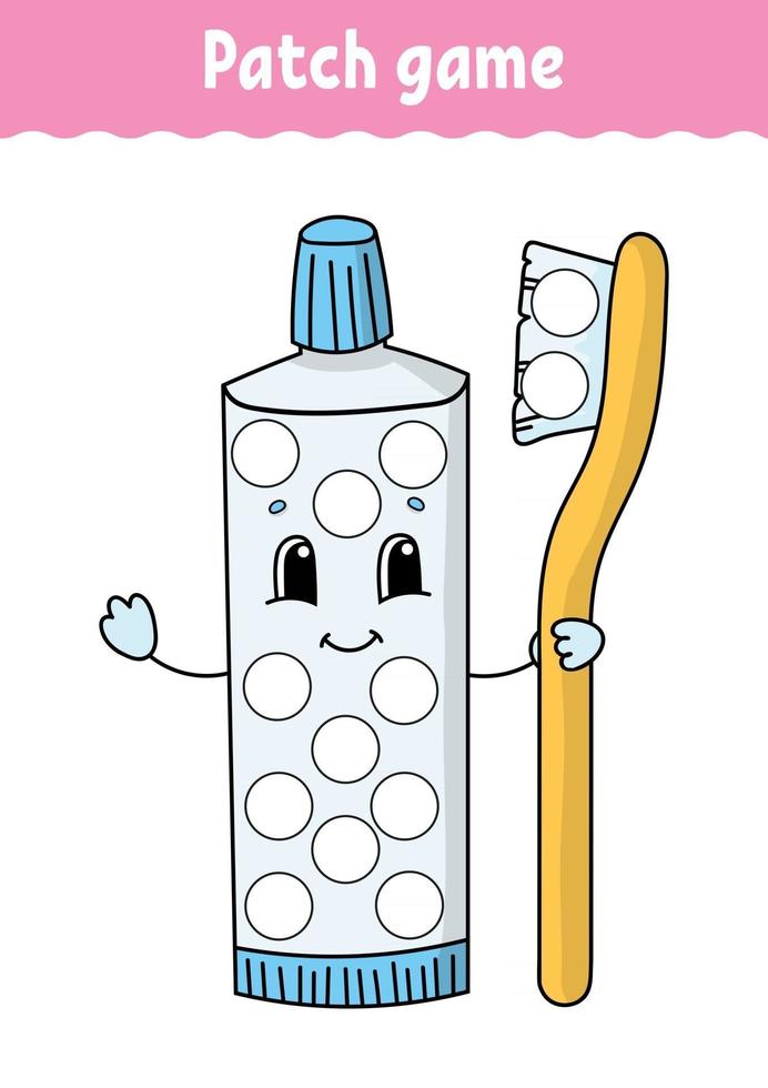 Patch game for children. Do a dot coloring page. Educational activity worksheet for kids and toddlers. Isolated vector illustration. Cartoon style.