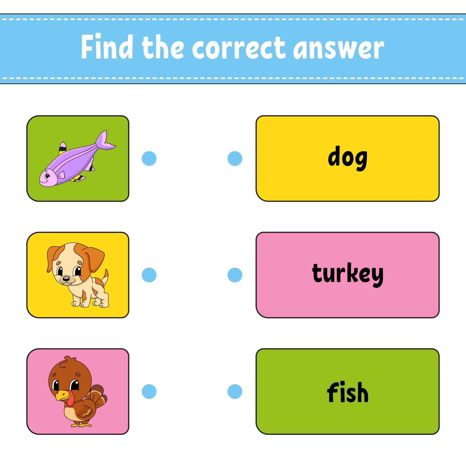 Find the correct answer. Draw a line. Learning words. Education developing  worksheet. Activity page for study English. Game for children. Funny  character. Isolated vector illustration. Cartoon style. 2931345 Vector Art  at Vecteezy