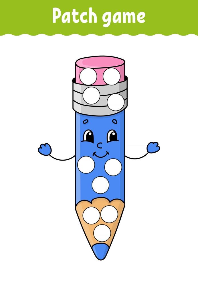 Patch game for children. Do a dot coloring page. Educational activity worksheet for kids and toddlers. Isolated vector illustration. Cartoon style.