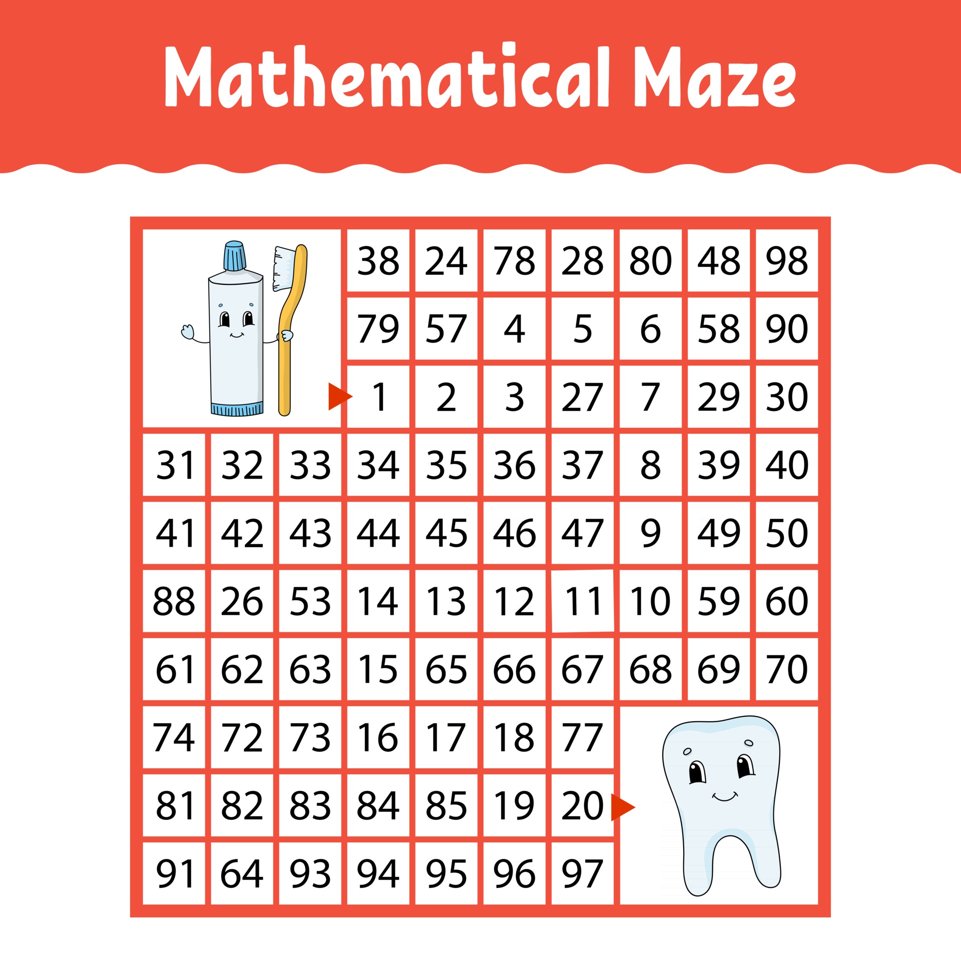 Mathematical maze. Game for kids. Funny labyrinth. Education ...