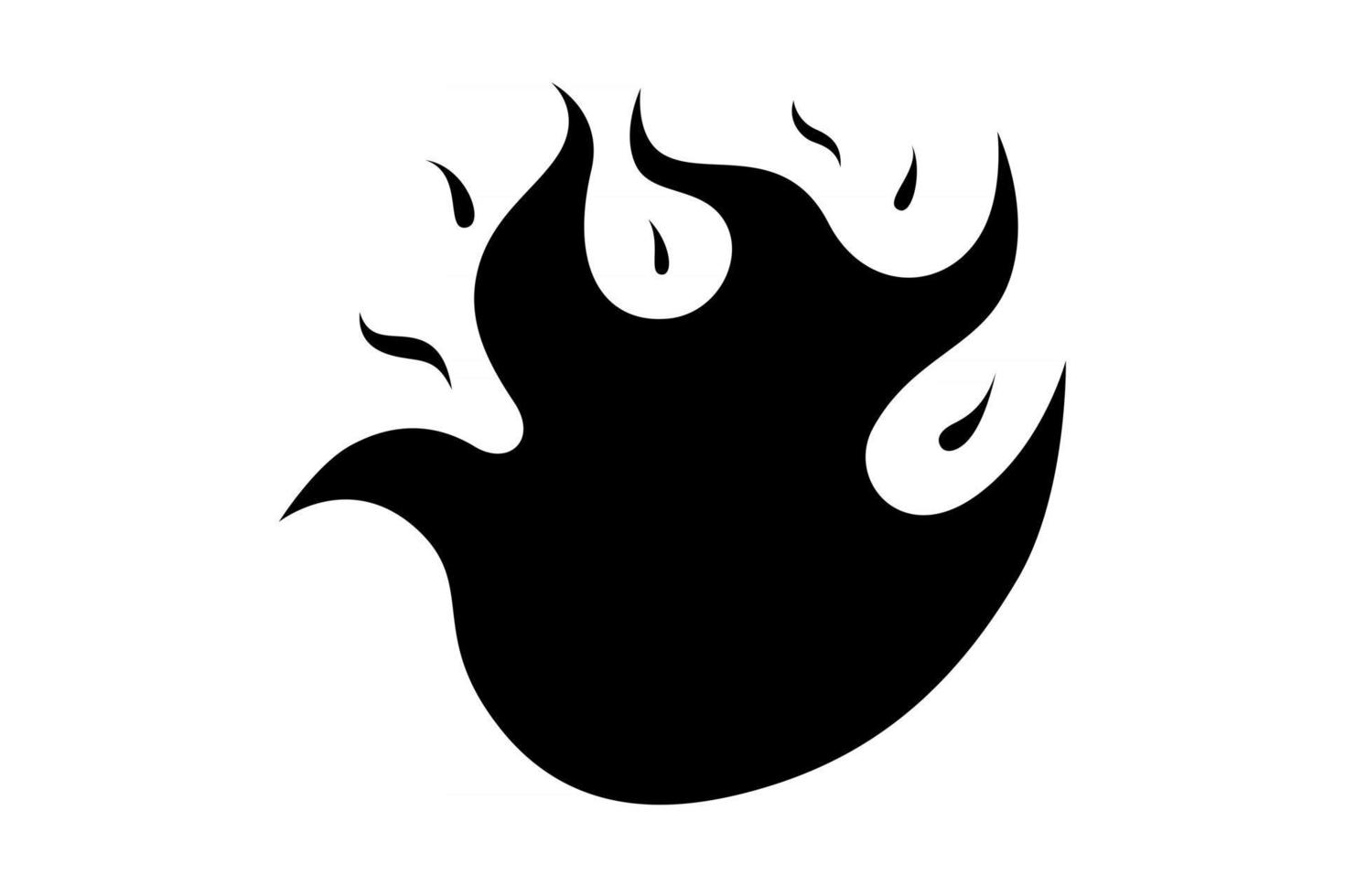 Fire flame emoji burn icon. Isolated bonfire heat sign emoticon black symbol on white background. Vector illustration