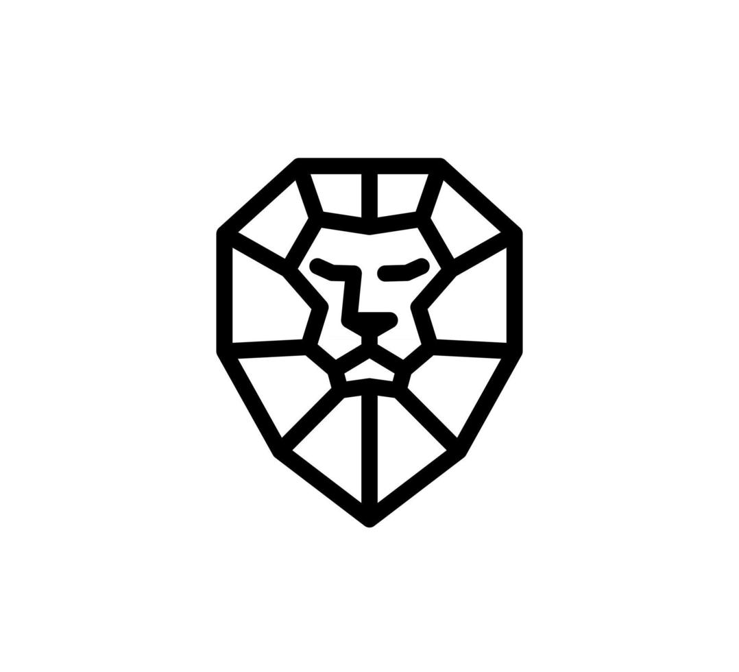 Icono de vector de diseño de logotipo de cabeza de león en forma de escudo. elemento de diseño de forma de escudo vectorial.