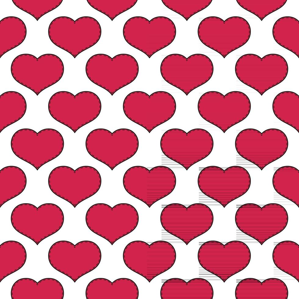 Seamless pink hearts for Valentine's Day pattern on transparent background. Vector illustration for designers