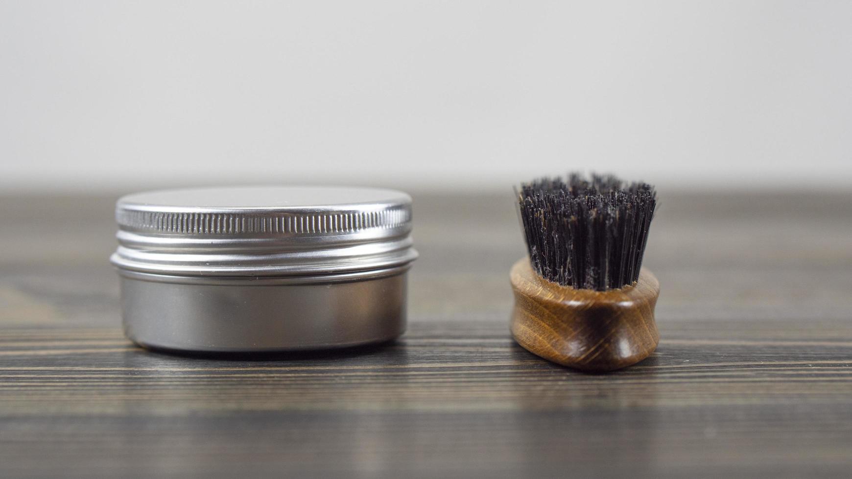 Beard Brush And Wax Jar for Beard And Mustache photo