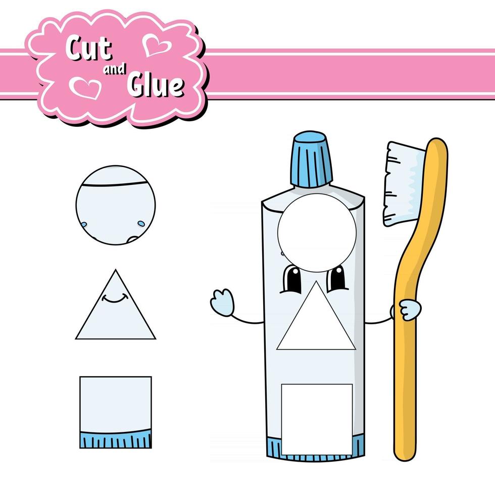 Cut and glue. Education developing worksheet. Activity page. Game for children. Isolated vector illustration in cute cartoon style.