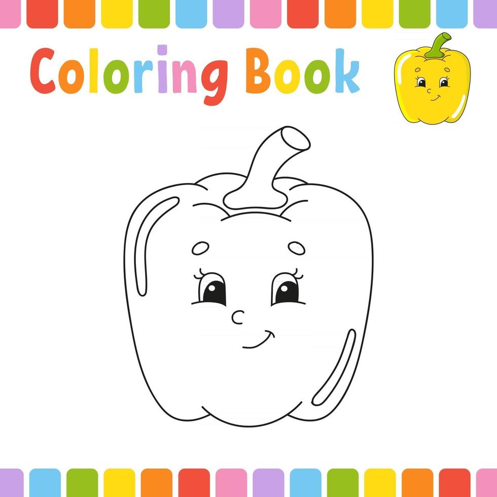 Coloring book for kids. Cheerful character. Vector illustration. Cute cartoon style. Fantasy page for children. Black contour silhouette. Isolated on white background.