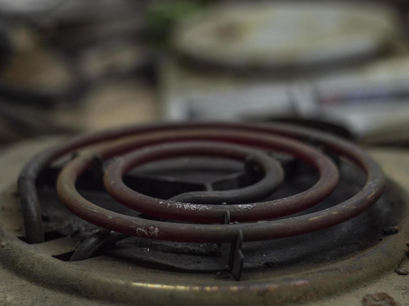 old electric stove. electric burner on stove photo