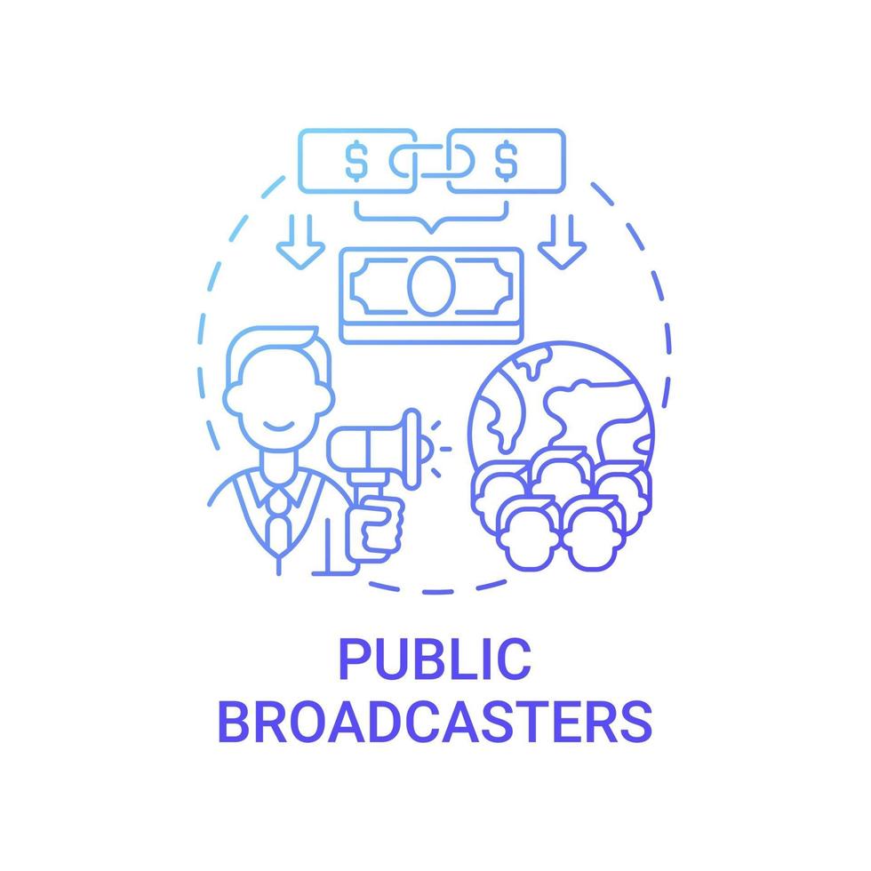 Public broadcasters fundraiser concept icon. Fundraising abstract idea thin line illustration. Inviting audiences to participate. Volunteer program. Vector isolated outline color drawing