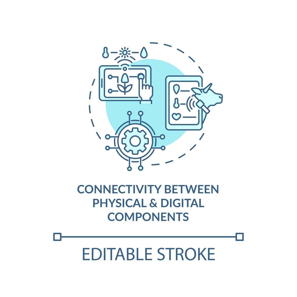 Connectivity between physical and digital components concept icon. Digital equipment. Technologies abstract idea thin line illustration. Vector isolated outline color drawing. Editable stroke