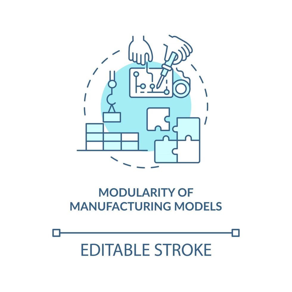 Modularity of manufacturing models concept icon. Technology characteristics. Customization of products abstract idea thin line illustration. Vector isolated outline color drawing. Editable stroke