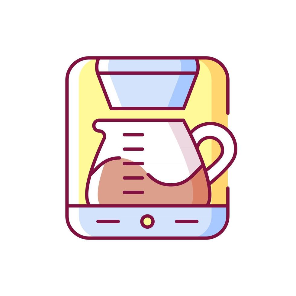 icono de color rgb de la máquina de goteo. cafetera profesional para restaurante. Aparato automático de café para la preparación de espresso. ilustración vectorial aislada. accesorios de barista simple dibujo de líneas llenas vector