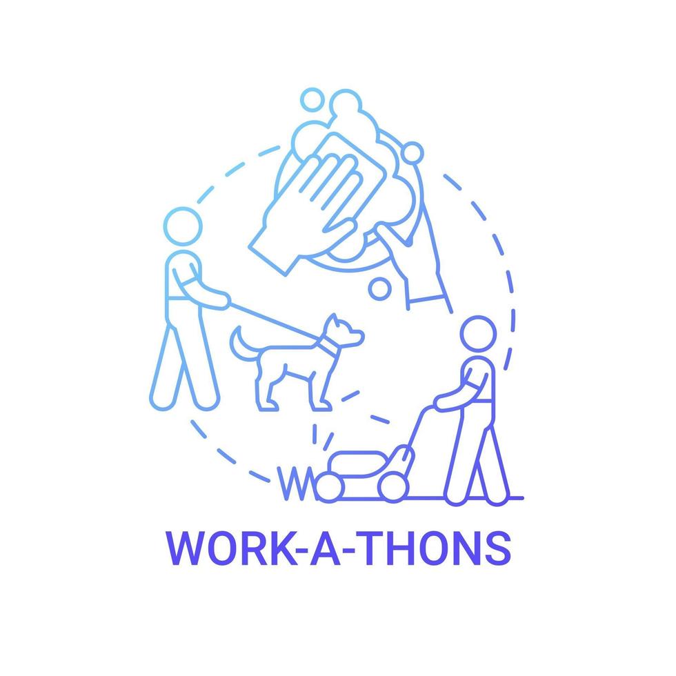 Work-a-thons fundraiser concept icon. Fundraising appeal abstract idea thin line illustration. Raise funds for nonprofit organization. Clean-a-thon. Vector isolated outline color drawing