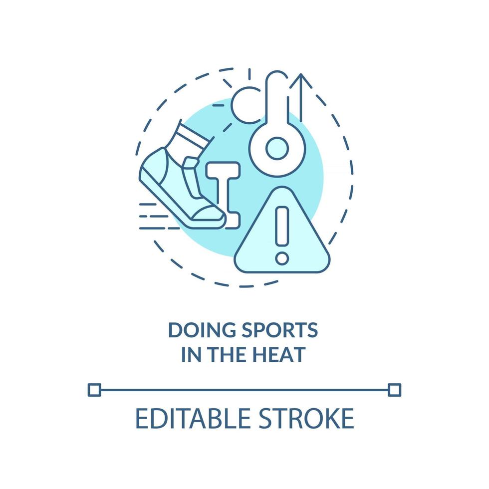 Doing sports in heat concept icon. Heatstroke prevention abstract idea thin line illustration. Stress on body. Choosing less-intense workouts. Vector isolated outline color drawing. Editable stroke