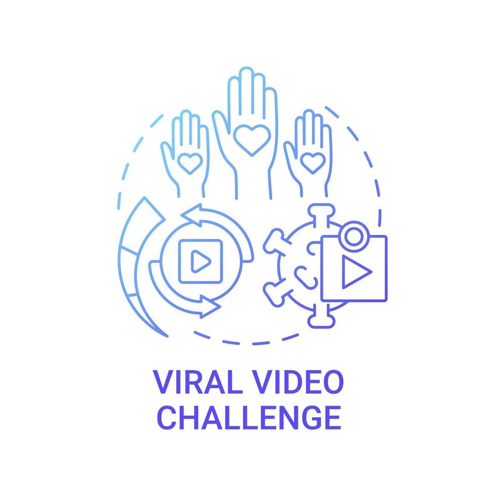 Viral video challenge concept icon. Fundraising appeal abstract idea thin line illustration. Popularity on social media. Charitable financial contribution. Vector isolated outline color drawing