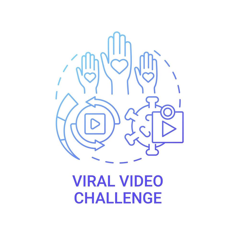 Icono de concepto de desafío de video viral. atractivo de recaudación de fondos idea abstracta ilustración de línea fina. popularidad en las redes sociales. contribución financiera benéfica. dibujo de color de contorno aislado vectorial vector