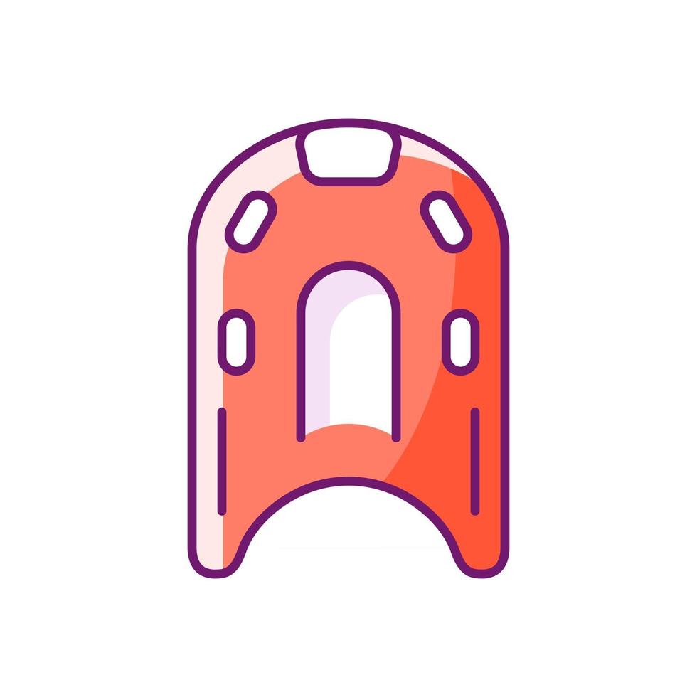 Kickboard RGB color icon. Isolated vector illustration. Buoyant rectangular board. Flotation aid for beginners. Lower body workouts. Keeping swimmer body in correct position simple filled line drawing