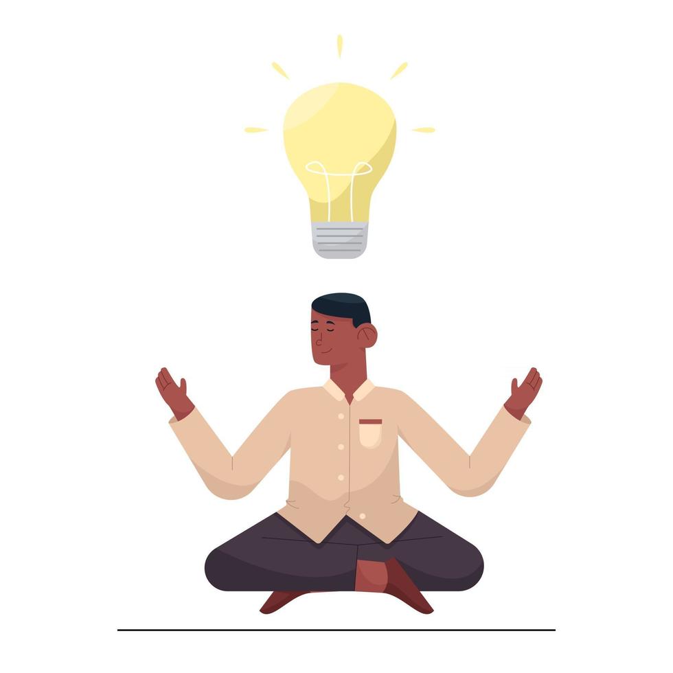 Man meditating and having a good idea vector