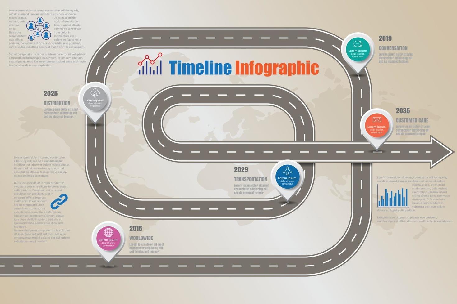 Business road signs map timeline infographic designed for abstract background template milestone element modern diagram process technology digital marketing data presentation chart Vector illustration
