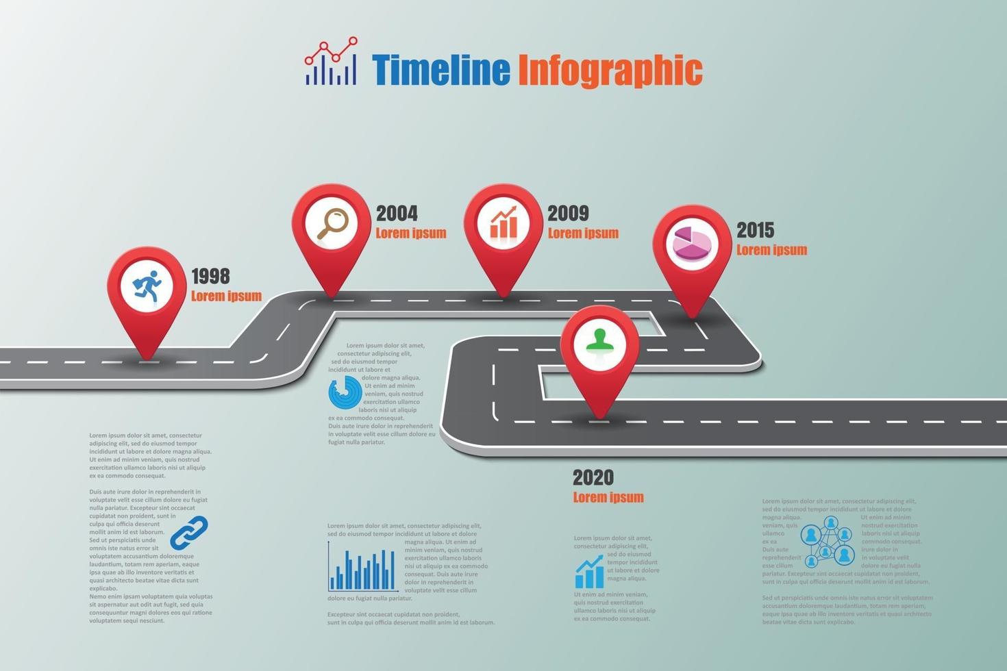 iconos de infografía de línea de tiempo de hoja de ruta de negocios diseñados para plantilla de fondo abstracto elemento de hito diagrama moderno tecnología de proceso marketing digital presentación de datos ilustración vectorial vector