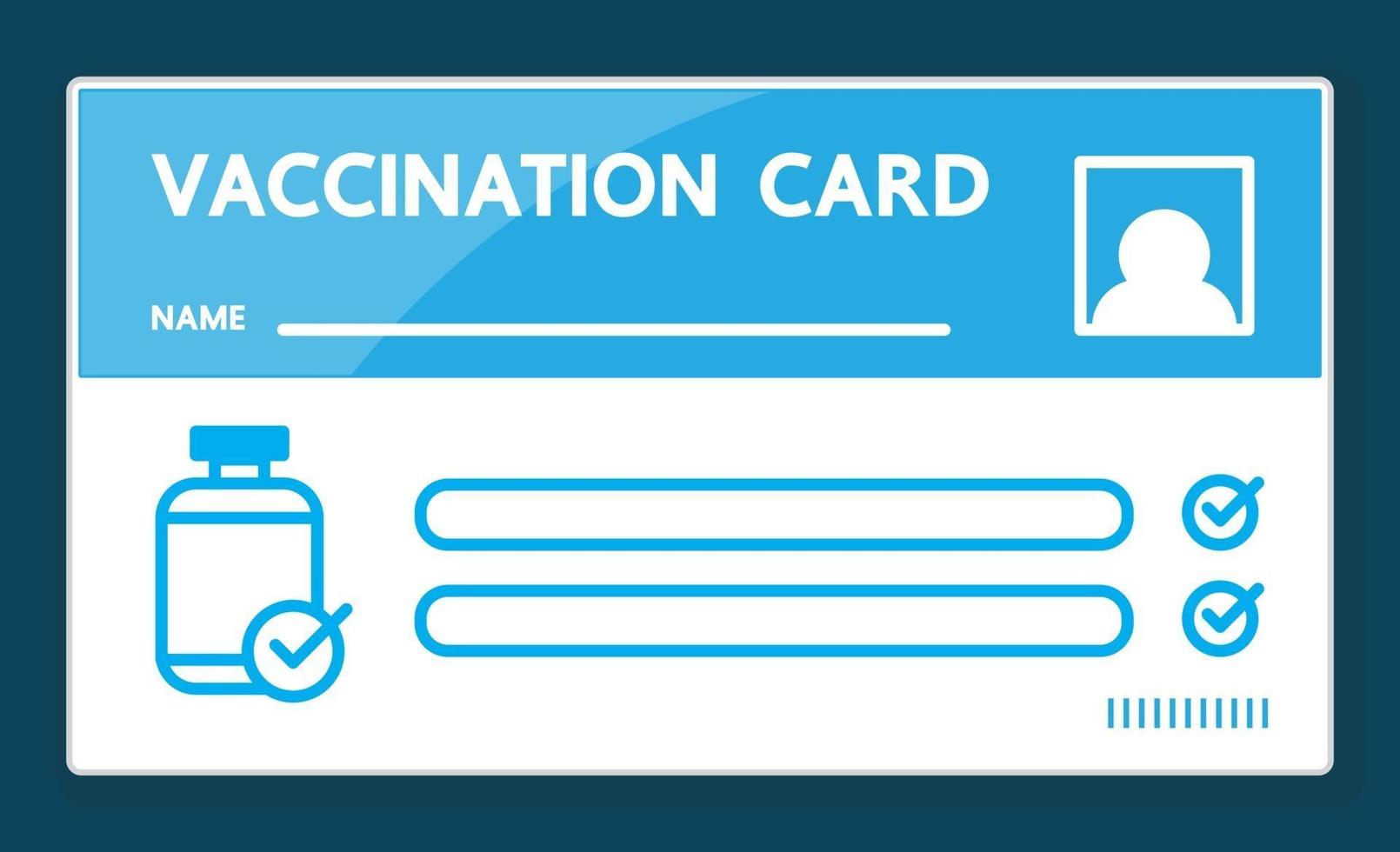 Vaccination card design on blue background. vector