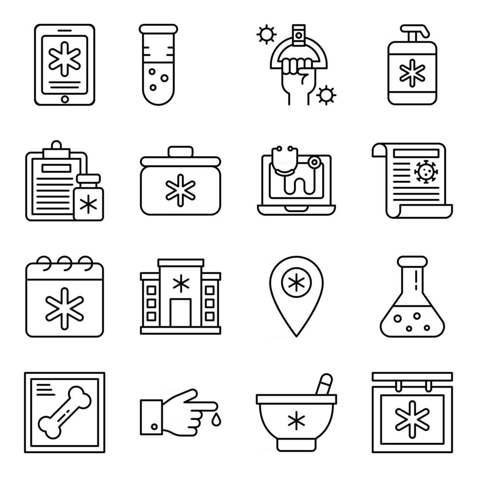 Pack of Medical Linear Icons vector