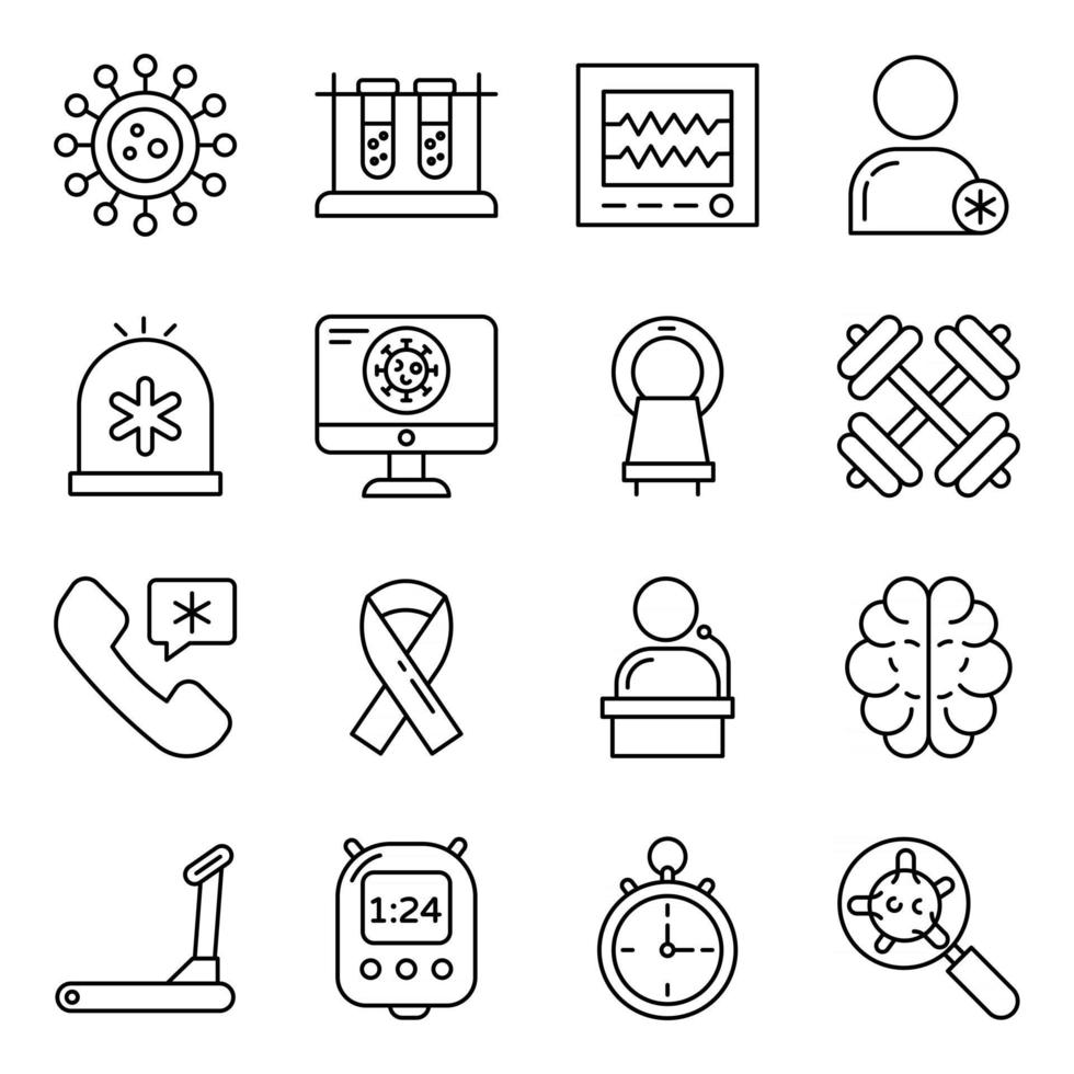 paquete de iconos lineales covid 19 vector