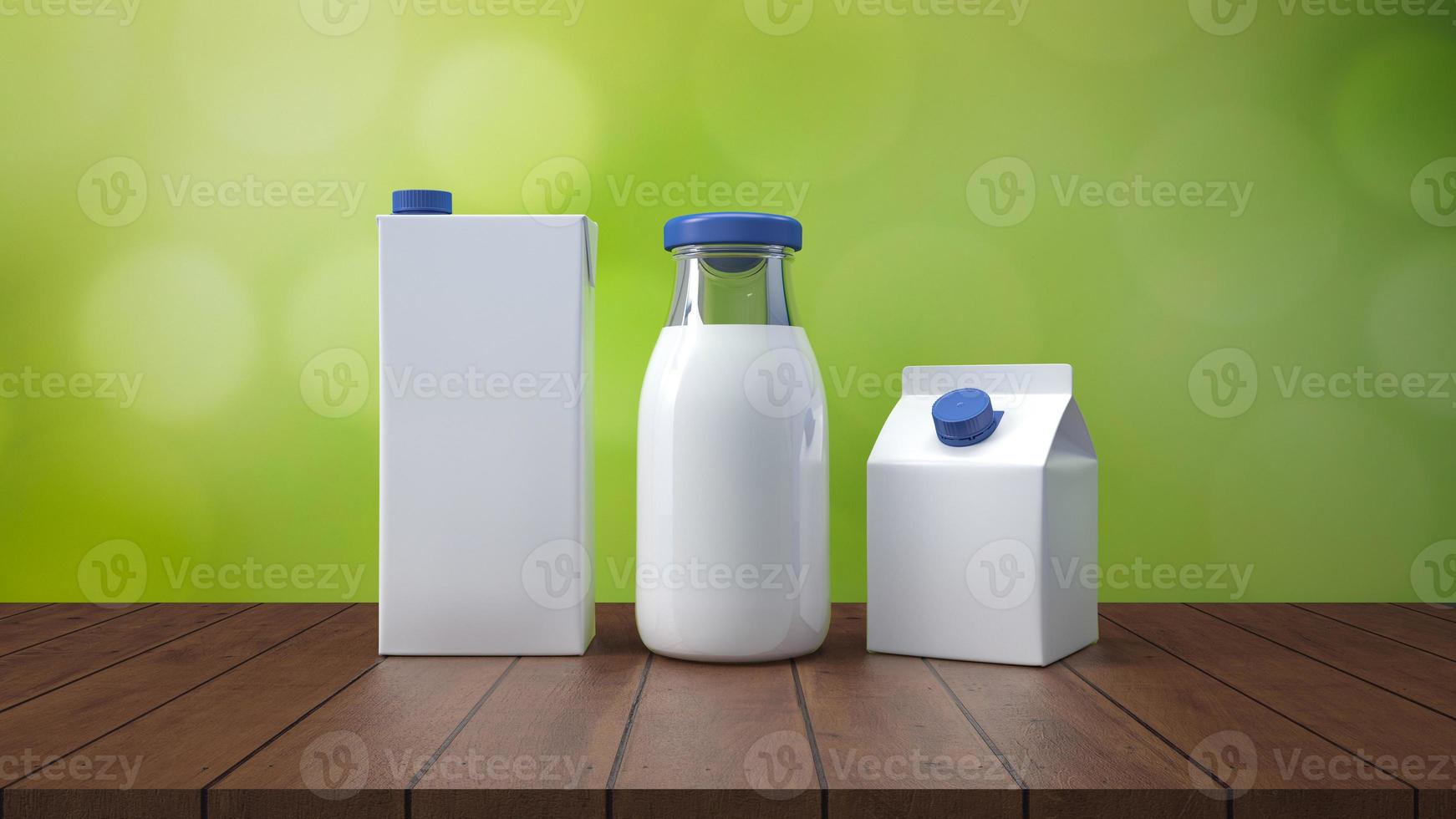 Milk bottle with label 3d rendering. photo