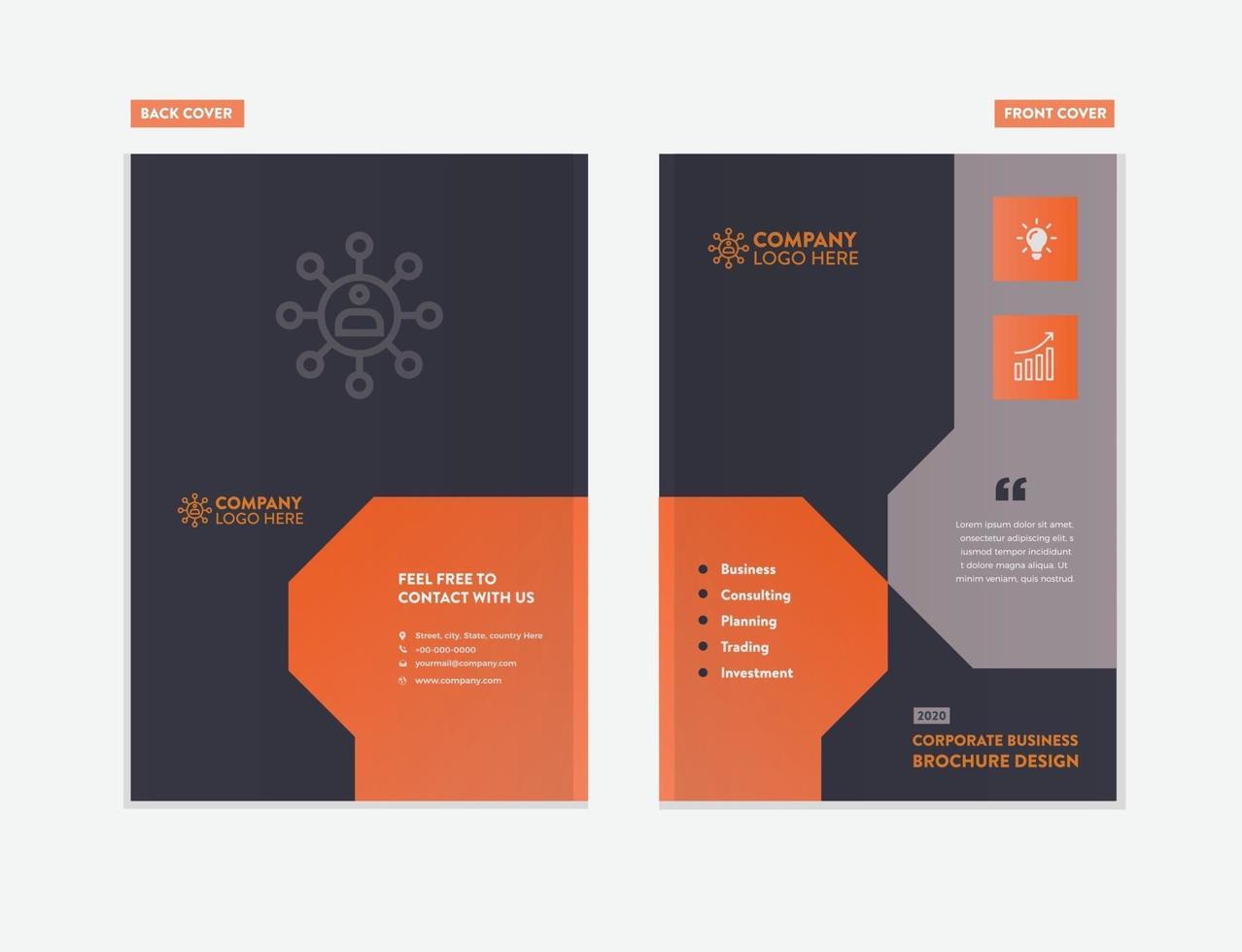 Business Brochure Cover Design or Annual Report and Company Profile Cover or Booklet and Catalog Cover vector