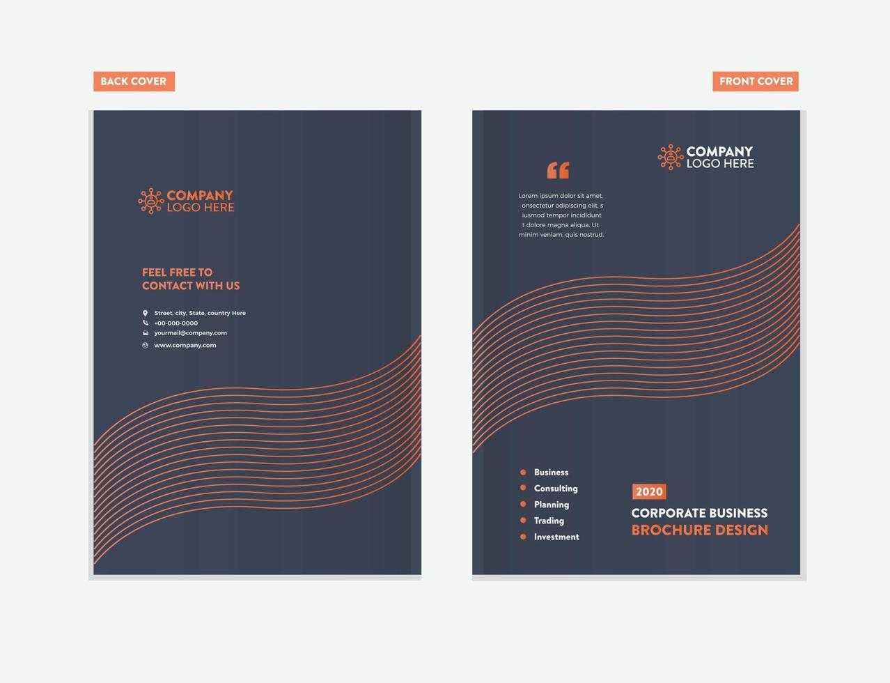 Business Brochure Cover Design or Annual Report and Company Profile Cover or Booklet and Catalog Cover vector