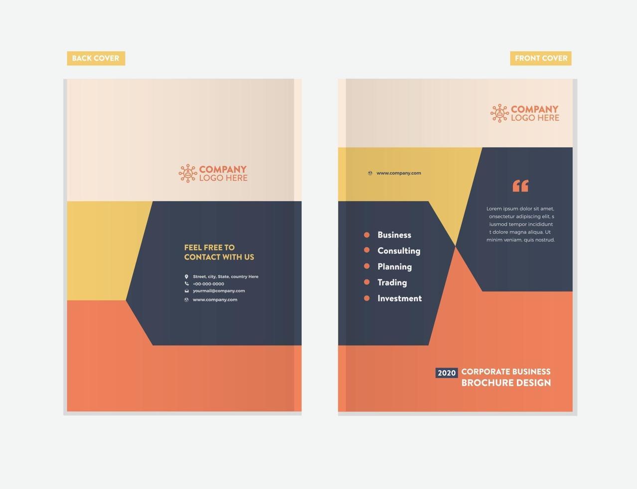 Business Brochure Cover Design or Annual Report and Company Profile Cover or Booklet and Catalog Cover vector