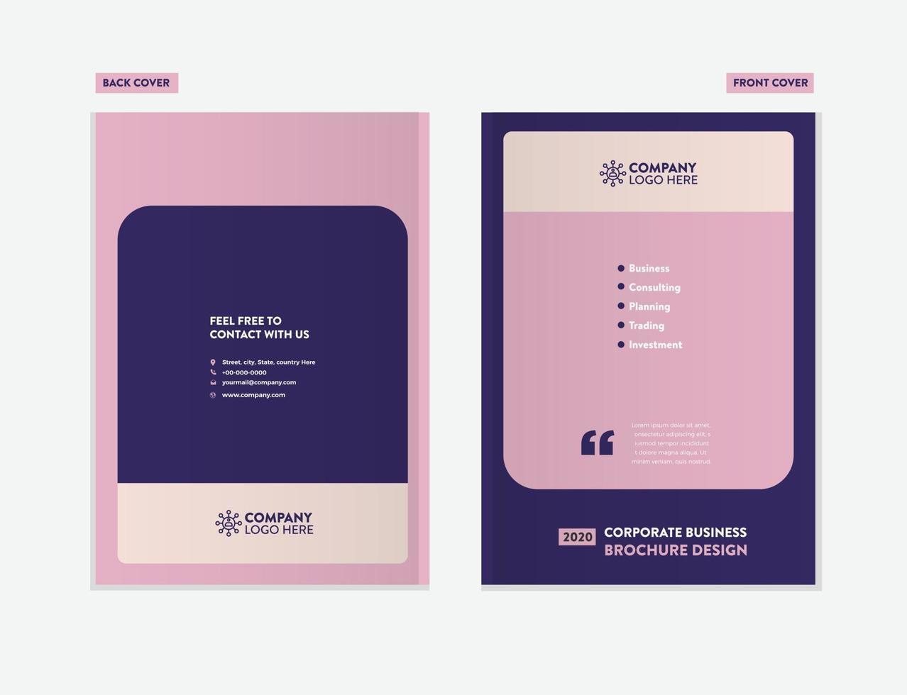 Business Brochure Cover Design or Annual Report and Company Profile Cover or Booklet and Catalog Cover vector