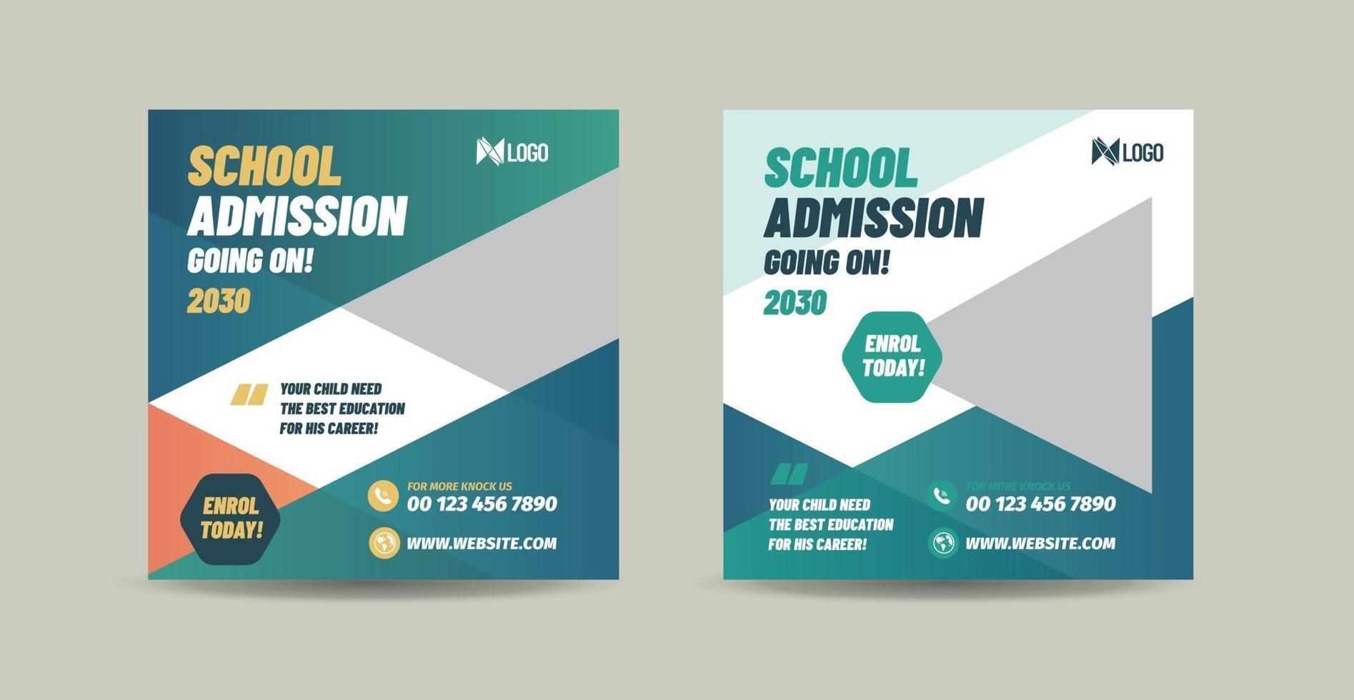 School college university  admission and back to school social media post design vector