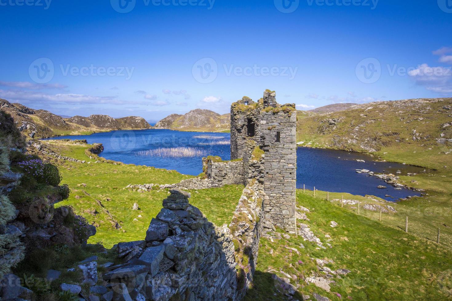 Relaxing at the vintage Three Castle Head on Mizen Peninsula in Ireland photo