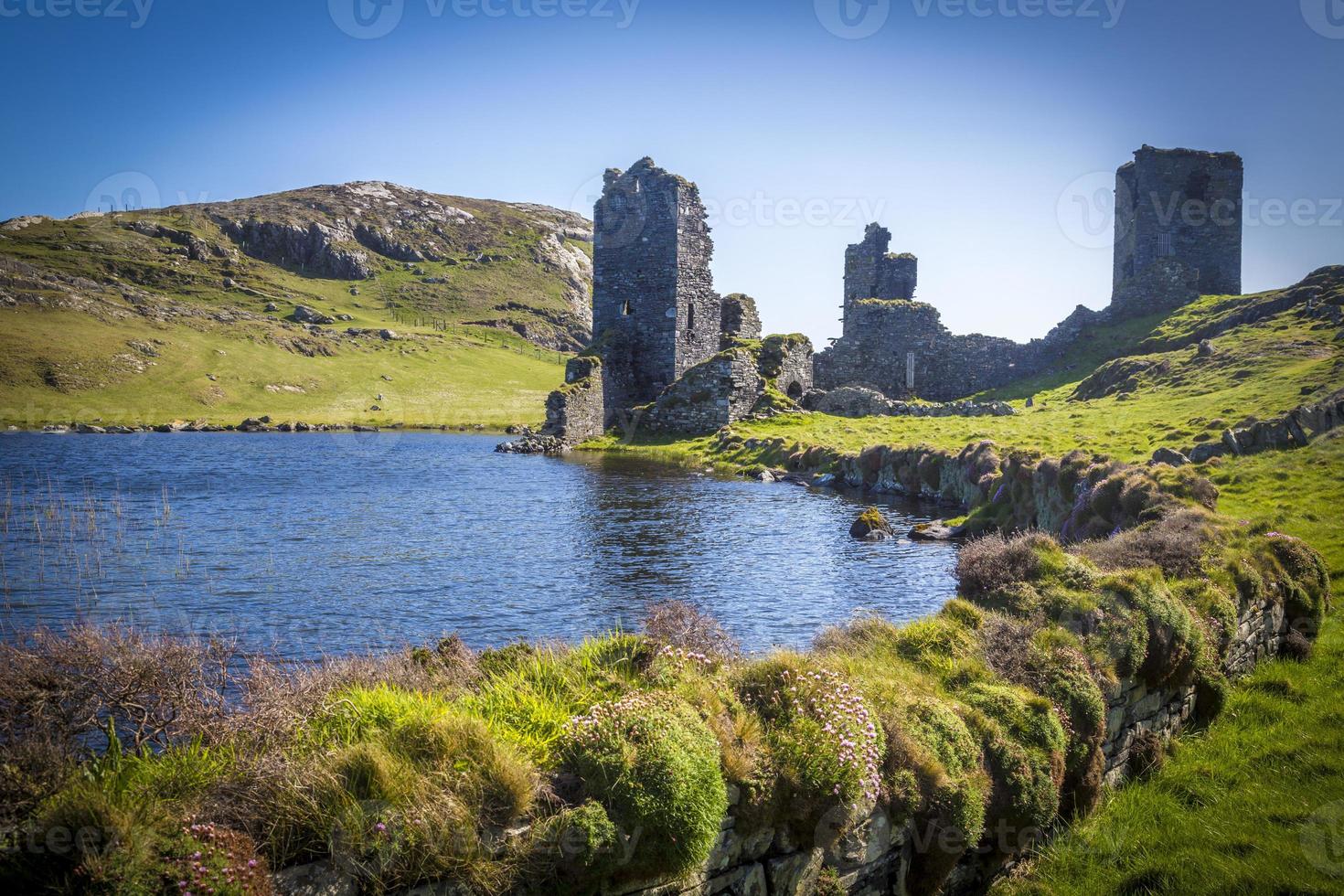 Relaxing at the vintage Three Castle Head on Mizen Peninsula in Ireland photo