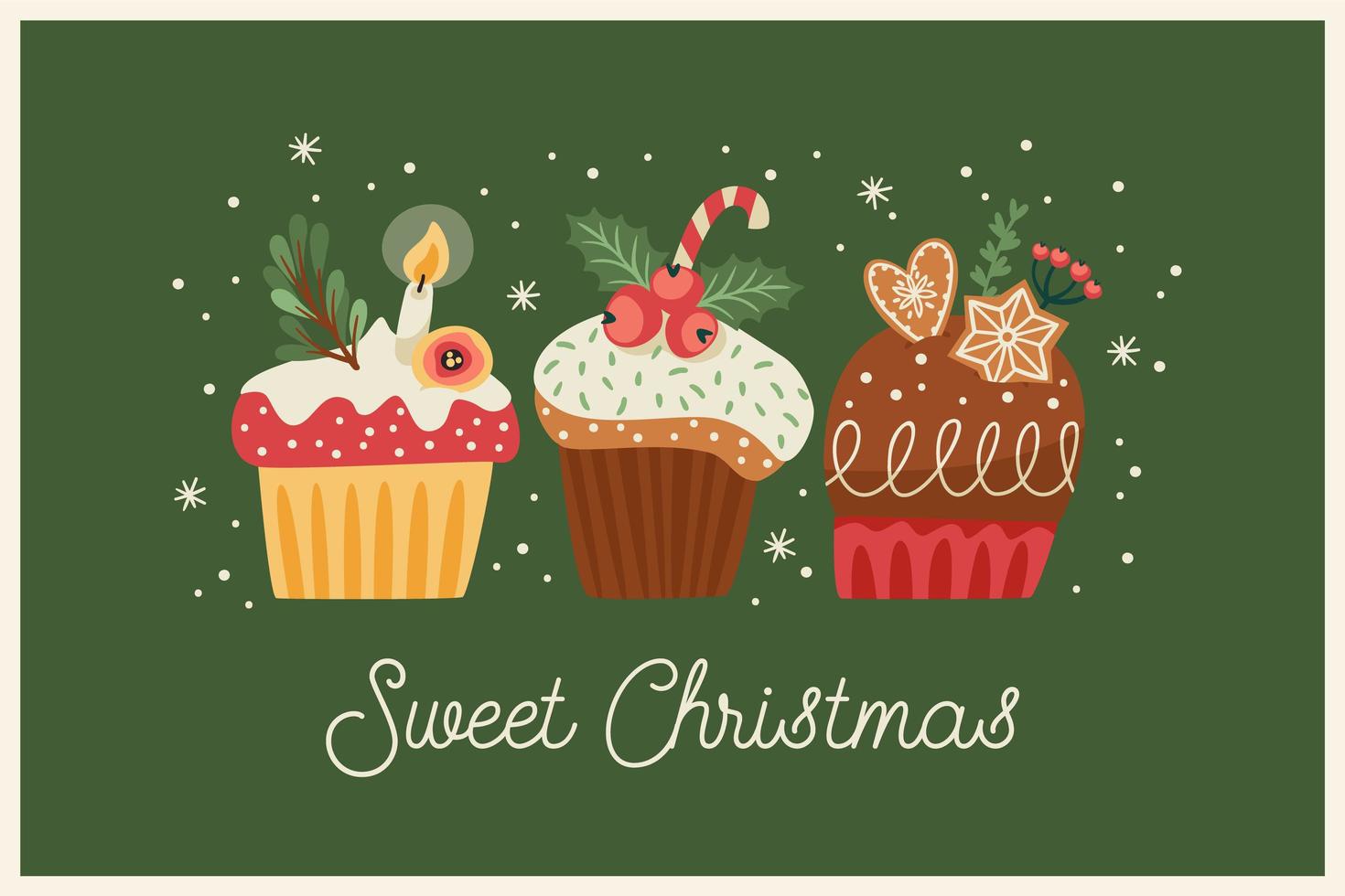 Ilustración de Navidad y feliz año nuevo con dulces navideños. plantilla de diseño vectorial. vector