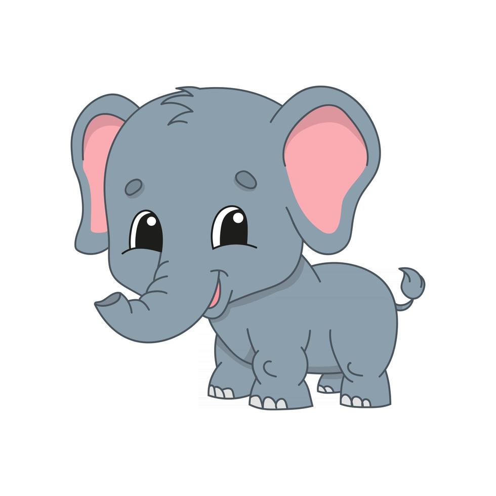 elefante gris. lindo personaje. ilustración vectorial colorida. estilo de dibujos animados. aislado sobre fondo blanco. elemento de diseño. plantilla para su diseño, libros, pegatinas, tarjetas, carteles, ropa. vector