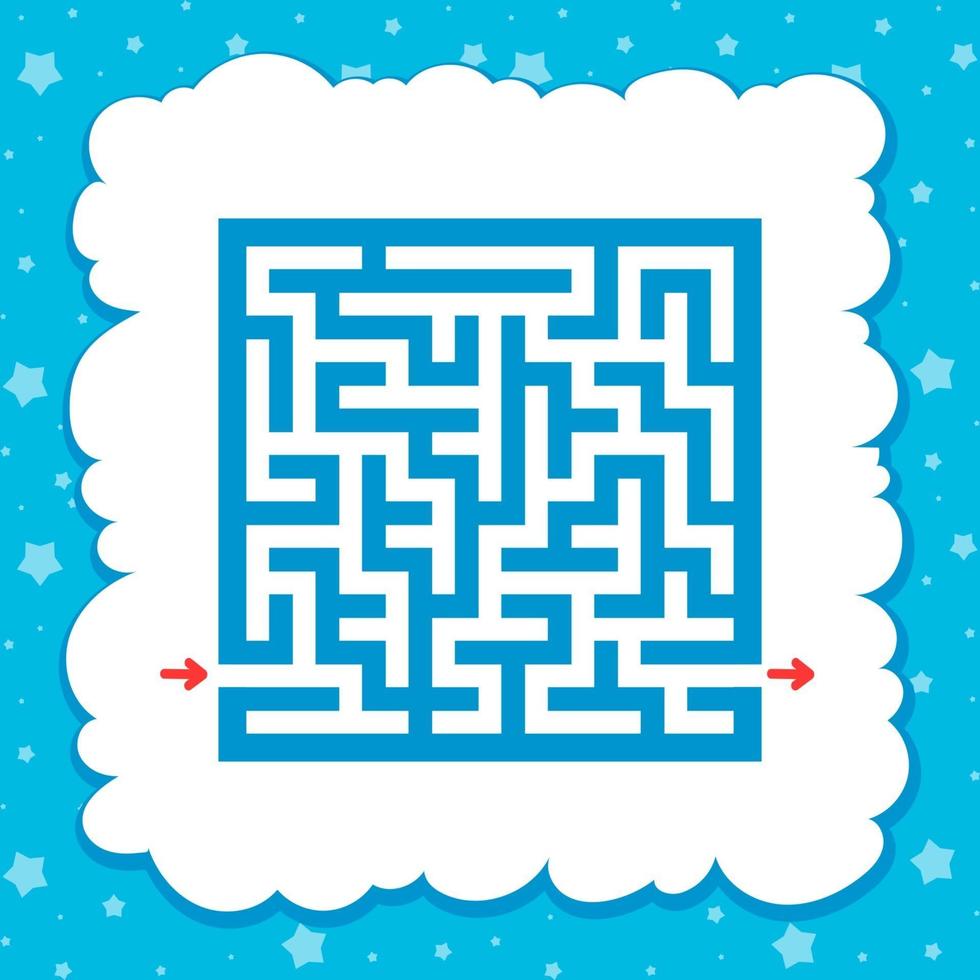 Color square maze. Game for kids. Puzzle for children. One entrance, one exit. Labyrinth conundrum. Flat vector illustration isolated on fairy background.