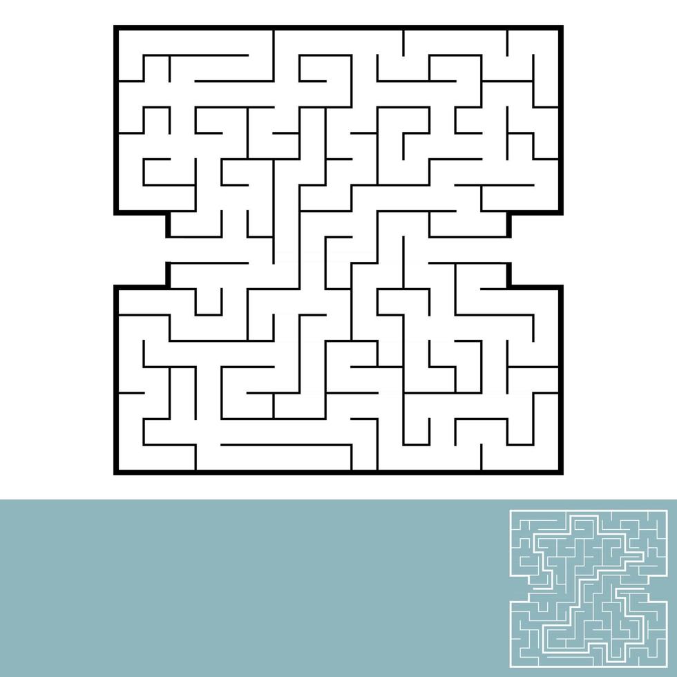 Abstract square maze. Game for kids. Puzzle for children. Labyrinth conundrum. Black flat vector illustration isolated on white background. With answer.