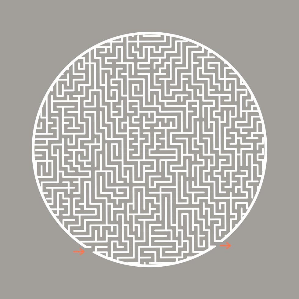 Difficult round labyrinth. Game for kids and adults. Puzzle for children. Labyrinth conundrum. Flat vector illustration isolated on color background.