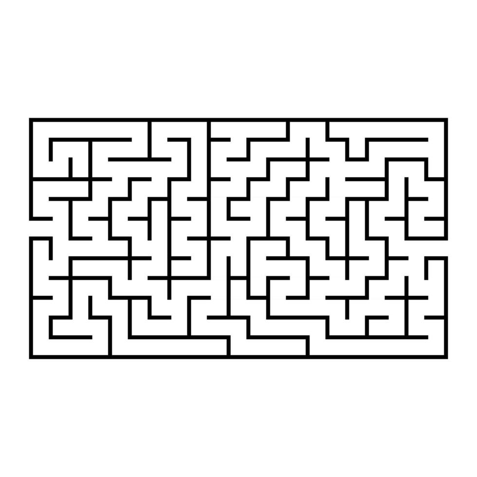 Abstract rectangular maze. Game for kids. Puzzle for children. One entrance, one exit. Labyrinth conundrum. Flat vector illustration isolated on white background.